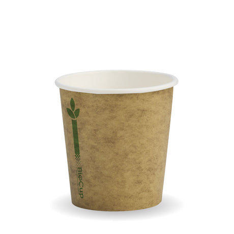 Biocup Single Wall - Kraft with Green Line, 4oz (Box of 2000) from BioPak. Compostable, made out of Paper and Bioplastic and sold in boxes of 1. Hospitality quality at wholesale price with The Flying Fork! 