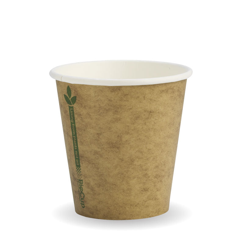 Biocup Single Wall - Kraft with Green Line, 6oz (Box of 1000) from BioPak. Compostable, made out of Paper and Bioplastic and sold in boxes of 1. Hospitality quality at wholesale price with The Flying Fork! 