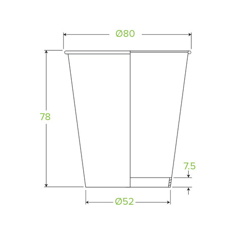 230ml (6oz) cup (fits small lids) - printed kraft-look green line - Carton of 1000 units