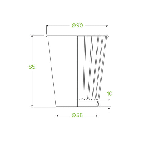 295ml (8oz) (90mm) cup (fits small lids) - kraft green stripe - Carton of 1000 units