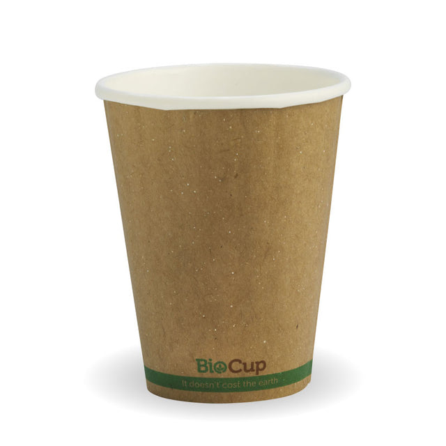 Biocup Double Wall - Kraft with Green Stripe, 8oz (Box of 1000) from BioPak. Compostable, made out of Paper and Bioplastic and sold in boxes of 1. Hospitality quality at wholesale price with The Flying Fork! 