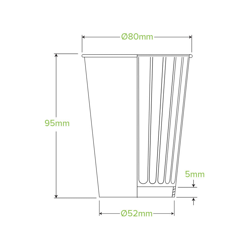 255ml (8oz) cup (fits small lids) - kraft green stripe - Carton of 1000 units