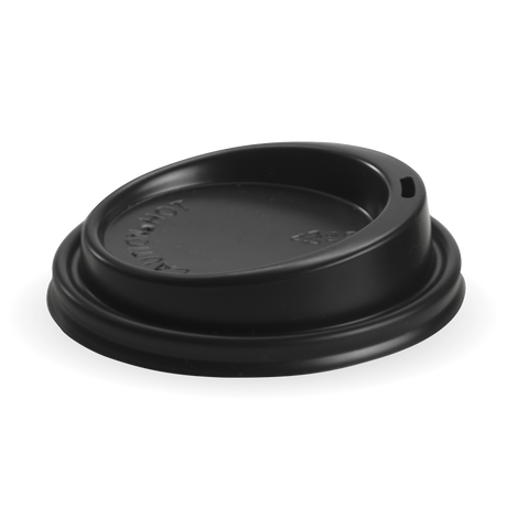 PS Large Lid - 8, 12, 16 And 20oz, 90mm, Black (Box of 1000) from BioPak. Compostable, made out of Bioplastic and sold in boxes of 1. Hospitality quality at wholesale price with The Flying Fork! 
