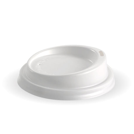 PS Small Lid - 6, 8, 10 And 12oz, 80mm, White (Box of 1000) from BioPak. Compostable, made out of Bioplastic and sold in boxes of 1. Hospitality quality at wholesale price with The Flying Fork! 