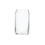 Clear beer can glass on white background