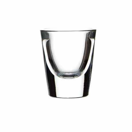 Clear shot glass on white background 