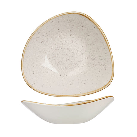 Triangular Bowl - 230mm, Barley White, Stonecast from Churchill. Vitrified, made out of Porcelain and sold in boxes of 6. Hospitality quality at wholesale price with The Flying Fork! 