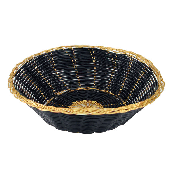 Bread Basket - Pp, Round, Black & Gold, 200mm from TheFlyingFork. Sold in boxes of 1. Hospitality quality at wholesale price with The Flying Fork! 