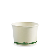 Biobowl - White with Green Stripe, 8oz (Box of 1000) from BioPak. Compostable, made out of Paper and Bioplastic and sold in boxes of 1. Hospitality quality at wholesale price with The Flying Fork! 