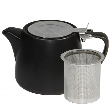 Stackable Teapot - with S-S Infuser-Lid, 500ml, Smoke from Brew. made out of Stoneware and sold in boxes of 2. Hospitality quality at wholesale price with The Flying Fork! 