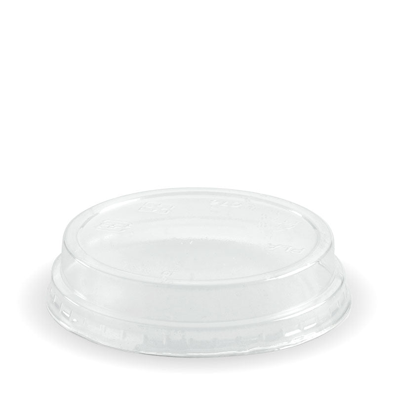 Lid to fit 60-280ml Clear Cups (Box of 2000) from BioPak. Compostable, made out of Bioplastic and sold in boxes of 1. Hospitality quality at wholesale price with The Flying Fork! 