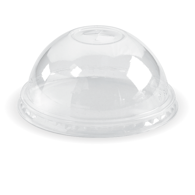 Biocup Dome Lid with x-Slot to fit 300- to 700ml Clear Cups (Box of 1000) from BioPak. Compostable, made out of Bioplastic and sold in boxes of 1. Hospitality quality at wholesale price with The Flying Fork! 