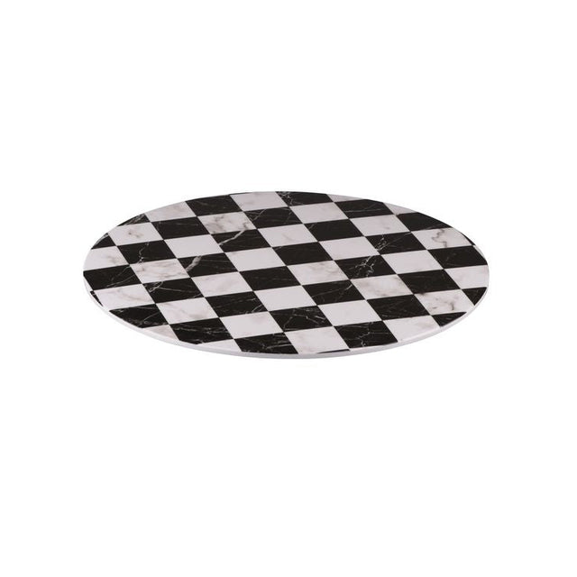 Flat Round Platter, 330mm, Melamine - Checkered from Ryner Melamine