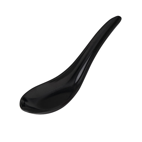 Chinese Spoon - Black, 150mm from Ryner Melamine. Sold in boxes of 48. Hospitality quality at wholesale price with The Flying Fork! 