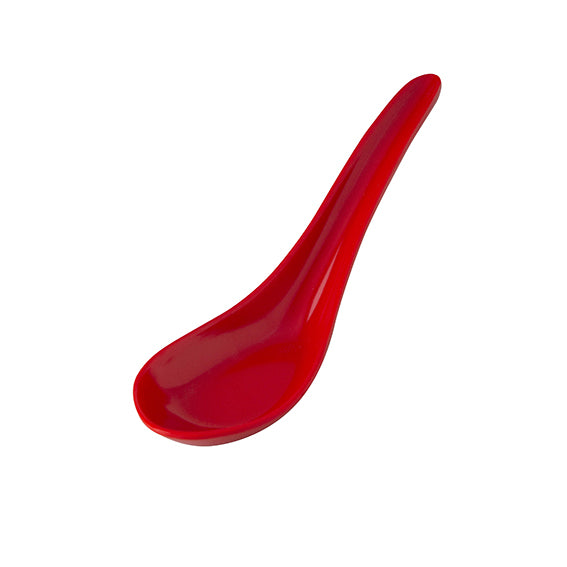 Chinese Spoon - Red, 150mm from Ryner Melamine. Sold in boxes of 48. Hospitality quality at wholesale price with The Flying Fork! 