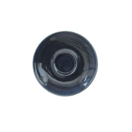 Deep blue monochrome saucer on white background