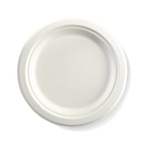Compostable Plate - 22cm, Biocane (Pack of 125) from BioPak. Compostable, made out of Sugarcane Pulp and sold in boxes of 1. Hospitality quality at wholesale price with The Flying Fork! 