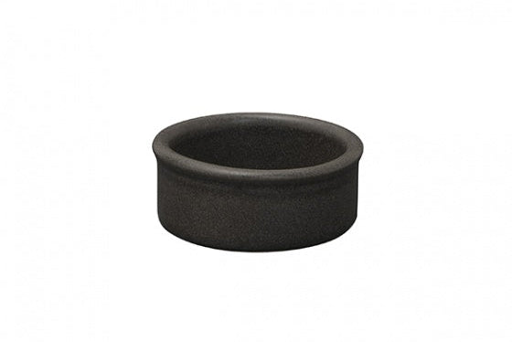 Small black condiment bowl on white background