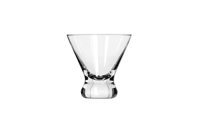 Small V-shaped martini glass on white background