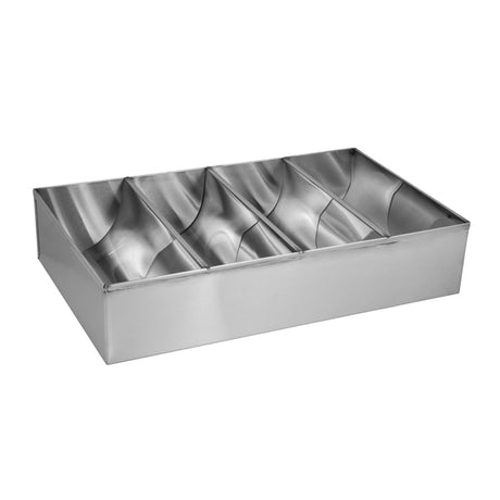 Cutlery Box - S-S, 4 Comp., 450 x 260 x 100mm from TheFlyingFork. Sold in boxes of 1. Hospitality quality at wholesale price with The Flying Fork! 