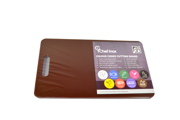 Polypropylene Cutting Board With Handle - 230x380x12mm, Brown from Chef Inox. made out of Polypropylene and sold in boxes of 6. Hospitality quality at wholesale price with The Flying Fork! 