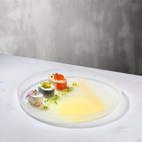 Glass Plate - 350mm, Yellow-Grey, Pigmento from Nude. made out of Glass and sold in boxes of 6. Hospitality quality at wholesale price with The Flying Fork! 