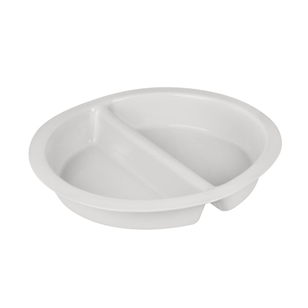 Food Pan - Round, White, 1 Divider, 380mm from Ryner Tableware. made out of Porcelain and sold in boxes of 1. Hospitality quality at wholesale price with The Flying Fork! 