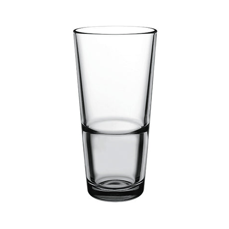 A tall tapered stackable tumbler presented on a white background