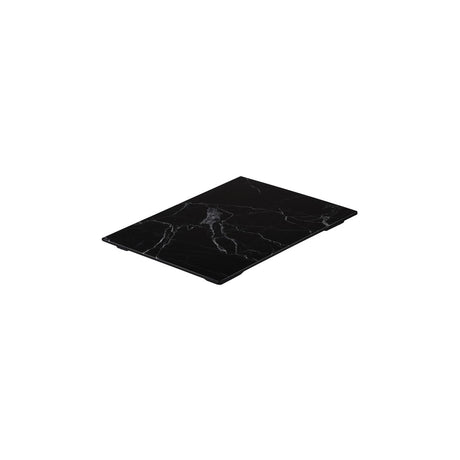 Flat Rectangular Platter, 325 x 265mm, Melamine - Black Marble from Ryner Melamine. Sold in boxes of 3. Hospitality quality at wholesale price with The Flying Fork! 