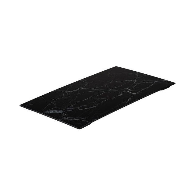 Flat Rectangular Platter, 530 x 325mm, Melamine - Black Marble from Ryner Melamine. Sold in boxes of 3. Hospitality quality at wholesale price with The Flying Fork! 