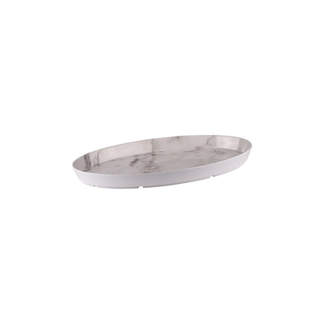 Oval Dish, 425 x 265 x 40mm, Melamine - White Marble from Ryner Melamine. Sold in boxes of 12. Hospitality quality at wholesale price with The Flying Fork! 