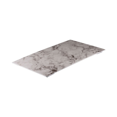 Flat Rectangular Platter, 530 x 325mm, Melamine - White Marble from Ryner Melamine. Sold in boxes of 1. Hospitality quality at wholesale price with The Flying Fork! 