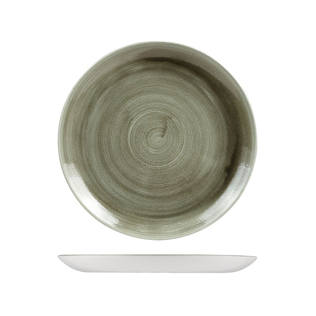 Round Plate - Coupe, 260mm, Patina Green from Churchill. Vitrified, made out of Porcelain and sold in boxes of 12. Hospitality quality at wholesale price with The Flying Fork! 