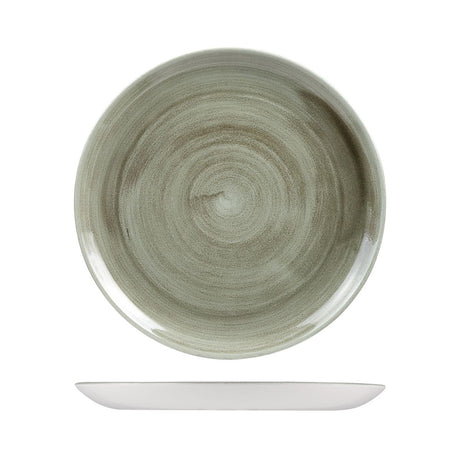 Round Plate - Coupe, 288mm, Patina Green from Churchill. Vitrified, made out of Porcelain and sold in boxes of 12. Hospitality quality at wholesale price with The Flying Fork! 