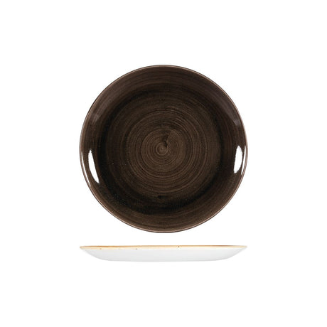Round Plate - Coupe, 217mm, Patina Iron Black from Churchill. Vitrified, made out of Porcelain and sold in boxes of 12. Hospitality quality at wholesale price with The Flying Fork! 