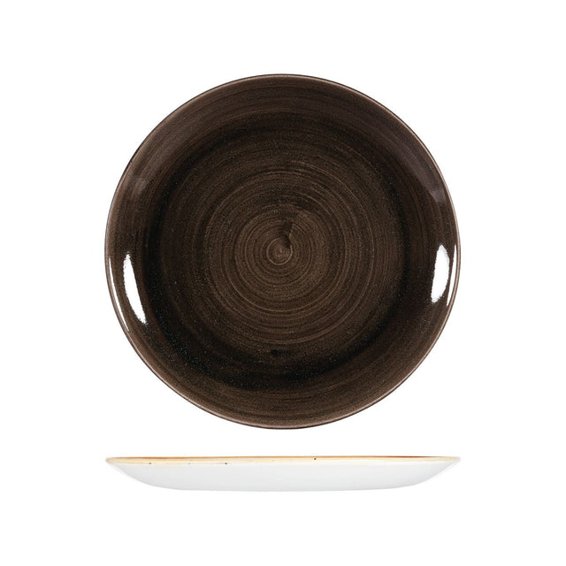 Round Plate - Coupe, 260mm, Patina Iron Black from Churchill. Vitrified, made out of Porcelain and sold in boxes of 12. Hospitality quality at wholesale price with The Flying Fork! 