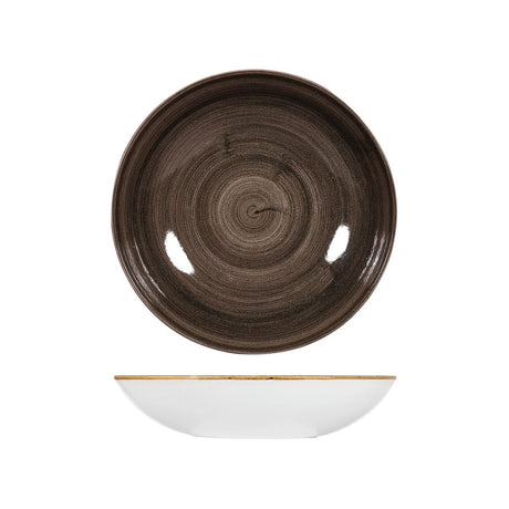 Bowl - Coupe, 248mm, Patina Iron Black from Churchill. Textured, made out of Porcelain and sold in boxes of 12. Hospitality quality at wholesale price with The Flying Fork! 
