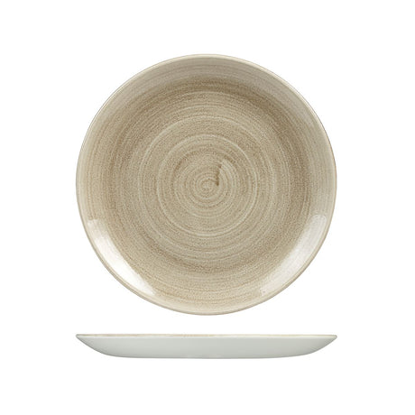 Round Plate - Coupe, 260mm, Patina Taupe from Churchill. Vitrified, made out of Porcelain and sold in boxes of 6. Hospitality quality at wholesale price with The Flying Fork! 