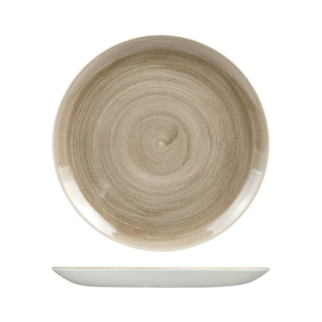 Round Plate - Coupe, 288mm, Patina Taupe from Churchill. Vitrified, made out of Porcelain and sold in boxes of 12. Hospitality quality at wholesale price with The Flying Fork! 