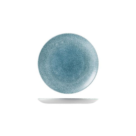 Round Plate - Coupe, 165mm, Raku Topaz Blue from Churchill. Textured, made out of Porcelain and sold in boxes of 6. Hospitality quality at wholesale price with The Flying Fork! 
