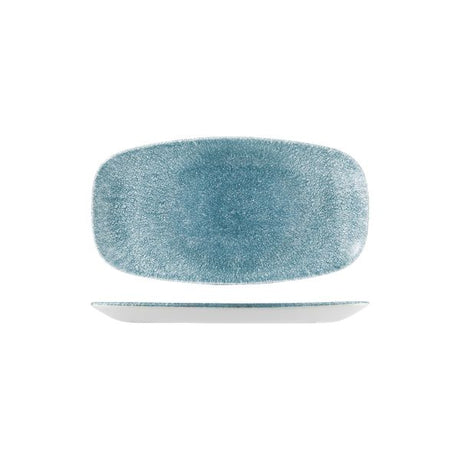 Oblong Chefs Plate - 355 x 189mm, Raku Topaz Blue from Churchill. Textured, made out of Porcelain and sold in boxes of 3. Hospitality quality at wholesale price with The Flying Fork! 