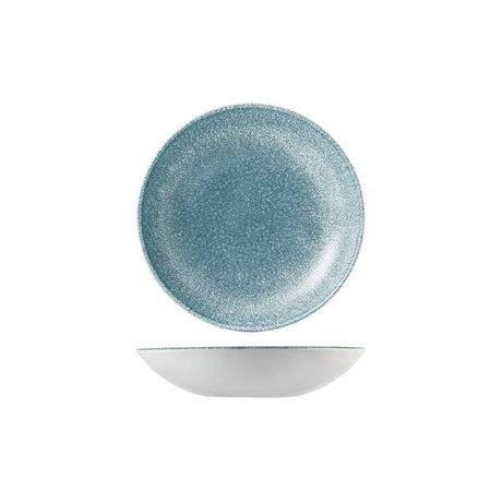 Bowl - Coupe, 182mm, Raku Topaz Blue from Churchill. Textured, made out of Porcelain and sold in boxes of 6. Hospitality quality at wholesale price with The Flying Fork! 