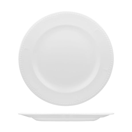 Round Plate - 305mm, Buckingham from Churchill. Textured, made out of Porcelain and sold in boxes of 12. Hospitality quality at wholesale price with The Flying Fork! 