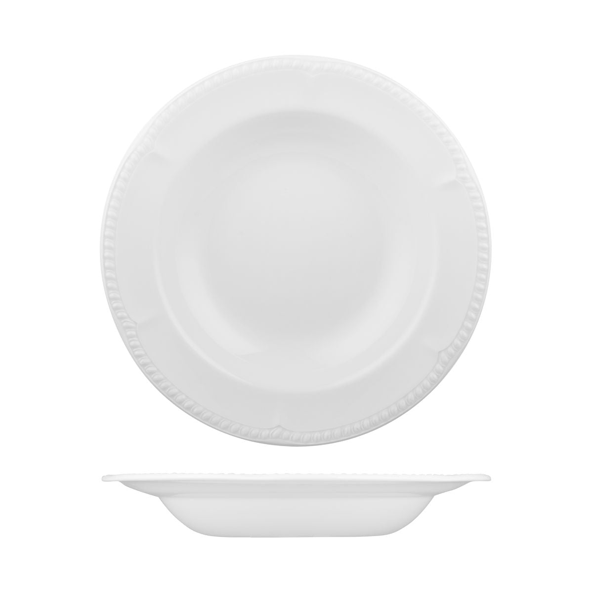 Soup-Pasta Plate - 280mm, Buckingham from Churchill. Textured, made out of Porcelain and sold in boxes of 12. Hospitality quality at wholesale price with The Flying Fork! 