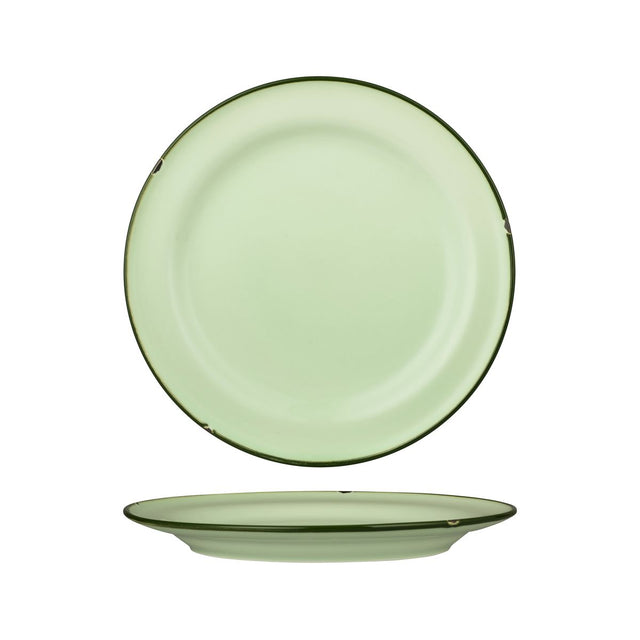 Round Plate - 270mm, Tintin Green & Green from Luzerne. made out of Ceramic and sold in boxes of 12. Hospitality quality at wholesale price with The Flying Fork! 