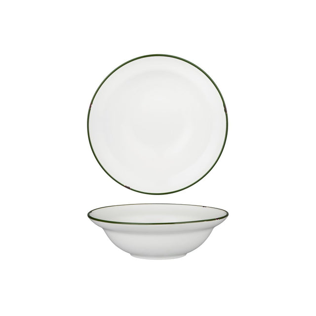 Round Bowl - 190mm, Tintin White & Green from Luzerne. made out of Ceramic and sold in boxes of 12. Hospitality quality at wholesale price with The Flying Fork! 