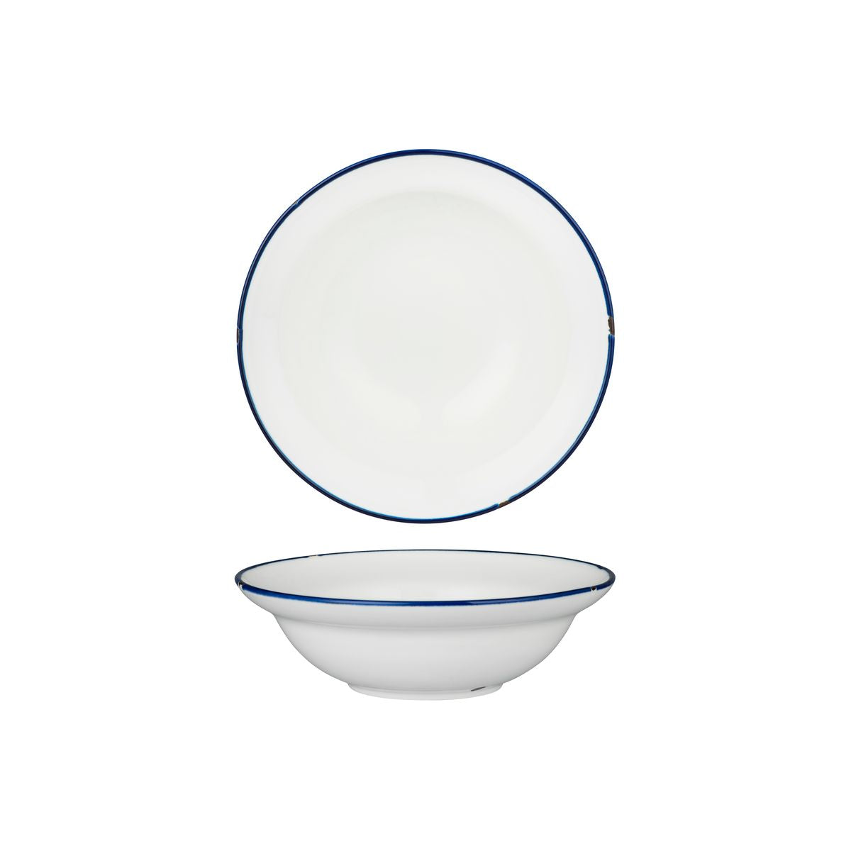 Round Bowl - 190mm, Tintin White & Navy from Luzerne. made out of Ceramic and sold in boxes of 12. Hospitality quality at wholesale price with The Flying Fork! 