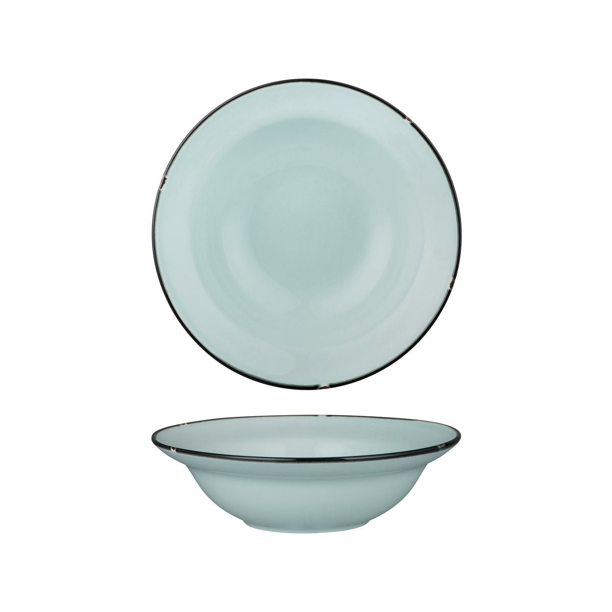 Deep Bowl Plate - 220mm, Tintin Blue & Black from Luzerne. made out of Ceramic and sold in boxes of 12. Hospitality quality at wholesale price with The Flying Fork! 