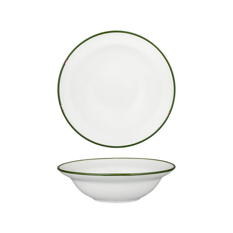 Deep Bowl Plate - 220mm, Tintin White & Green from Luzerne. made out of Ceramic and sold in boxes of 12. Hospitality quality at wholesale price with The Flying Fork! 