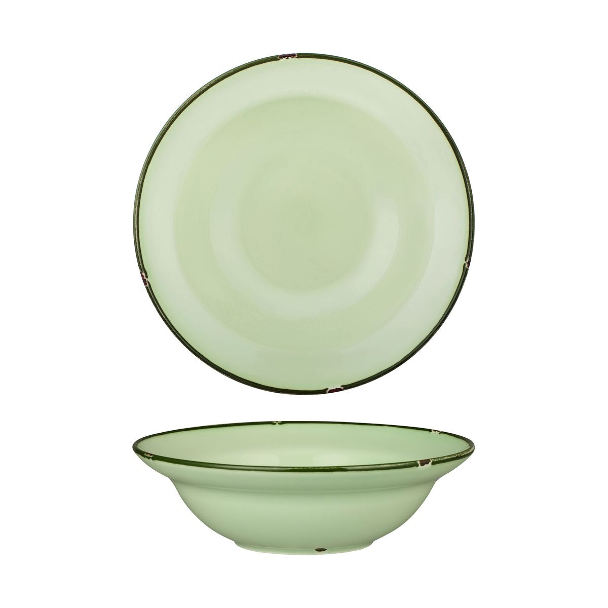 Deep Bowl Plate - 240mm, Tintin Green & Green from Luzerne. made out of Ceramic and sold in boxes of 12. Hospitality quality at wholesale price with The Flying Fork! 